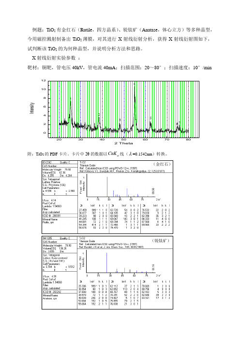 X射线衍射分析例题