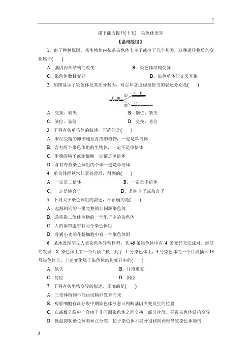 全国版2019-2020学年高一生物人教版必修二课下能力提升：十五 Word版含解析