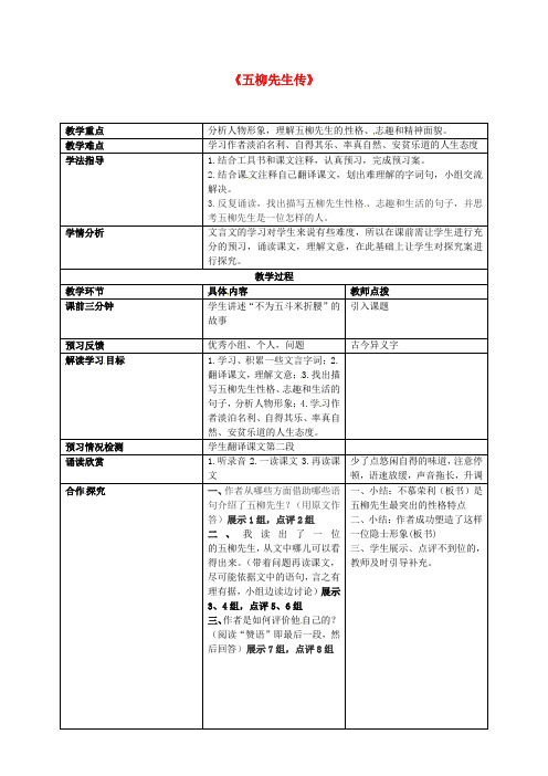 八年级语文下册 22 五柳先生传教学设计  新人教版