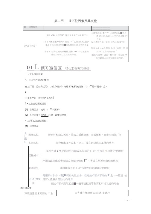 高中地理第三章产业区位因素第二节工业区位因素及其变化教学案新人教版必修第二册