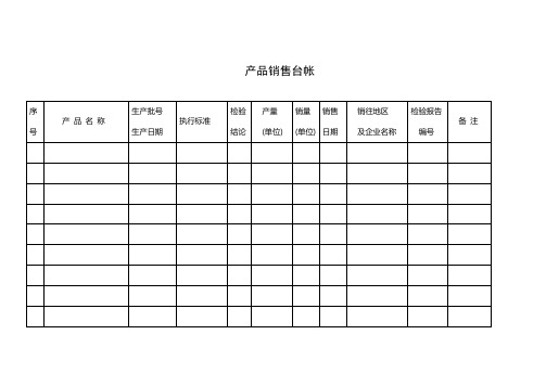 食品企业各种台账记录表