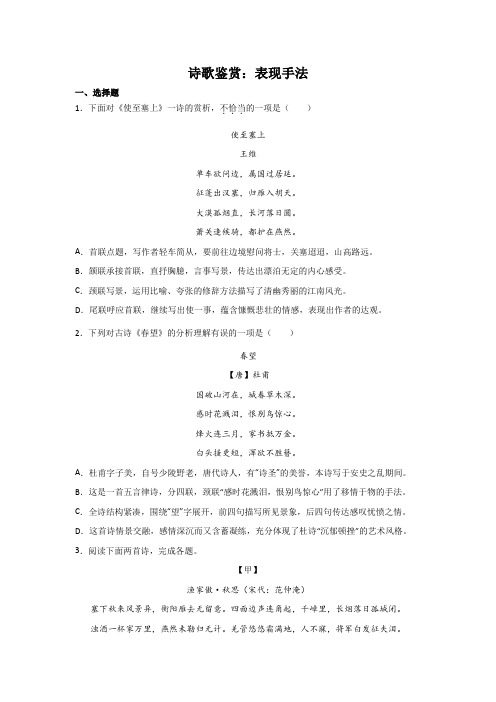 2024年中考语文二轮专题复习：诗歌鉴赏考点分类：表现手法