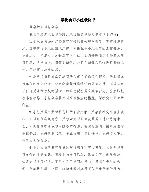 学校实习小组承诺书