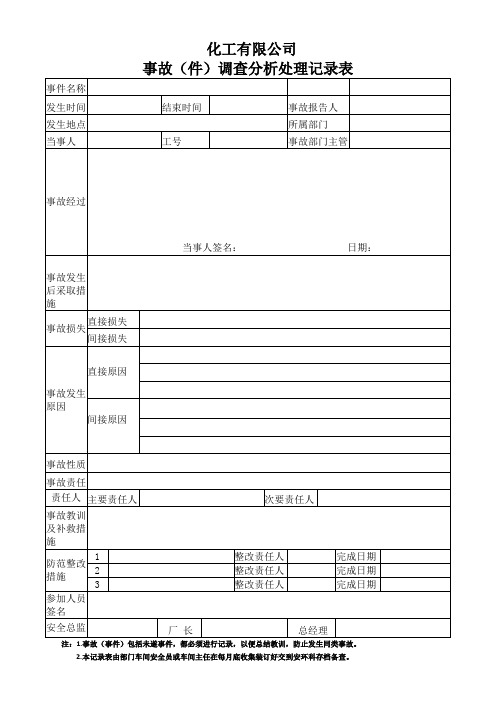 事故分析处理记录表