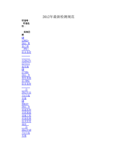 2012全年最新规范
