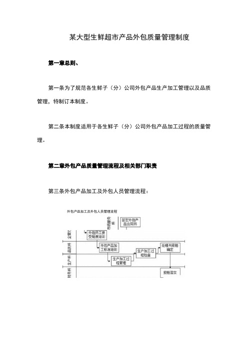 某大型生鲜超市产品外包质量管理制度