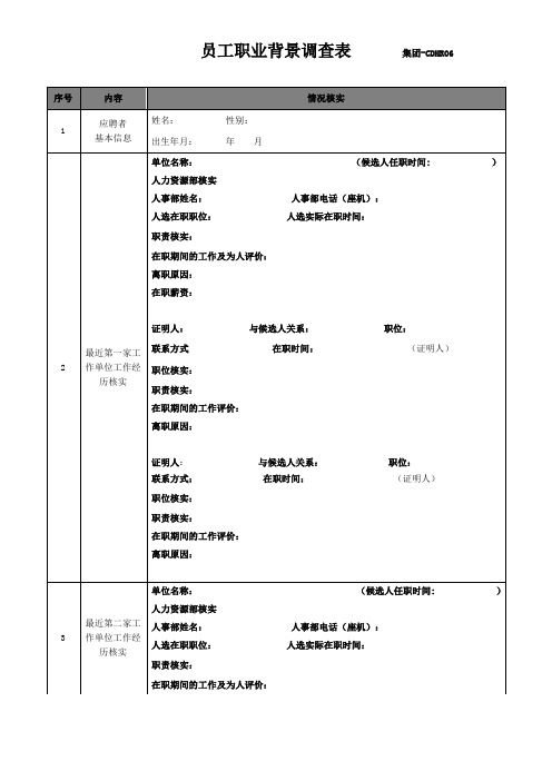 HR必备表格-人选背景调查表