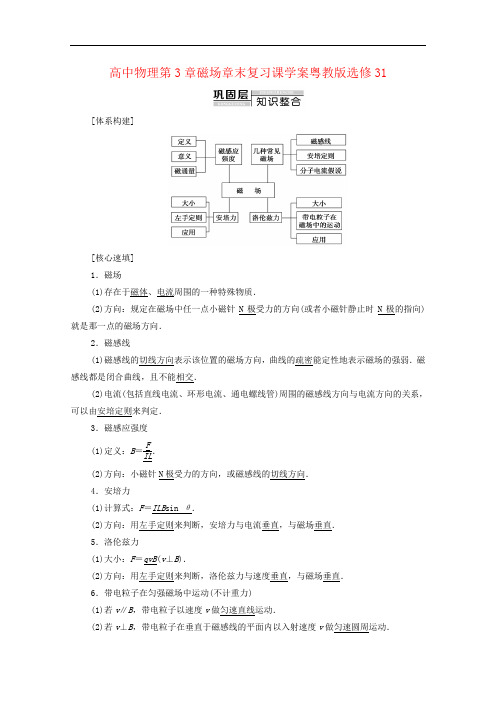 高中物理第3章磁场章末复习课学案粤教版选修31