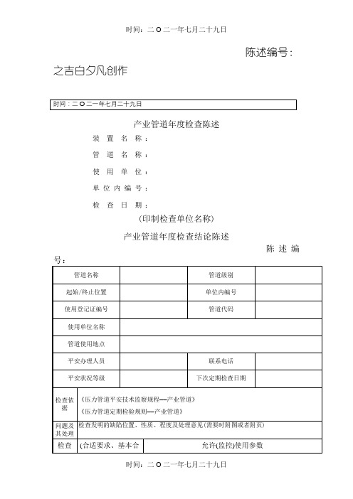 工业管道年度检查报告