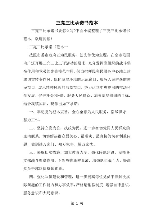 精选-三亮三比承诺书范本-范文资料