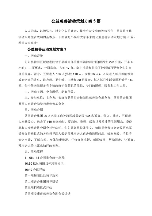 公益慈善活动策划方案5篇