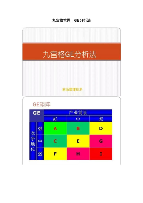 九宫格管理：GE分析法