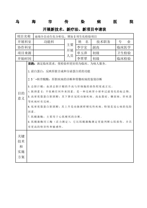 新技术新项目申请表