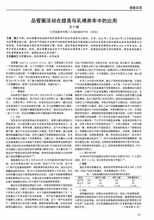 品管圈活动在提高母乳喂养率中的应用