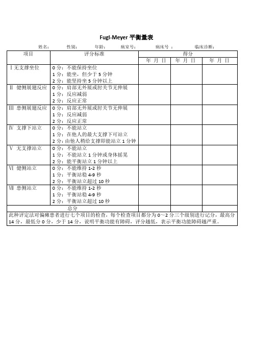 Fugl-meyer平衡量表