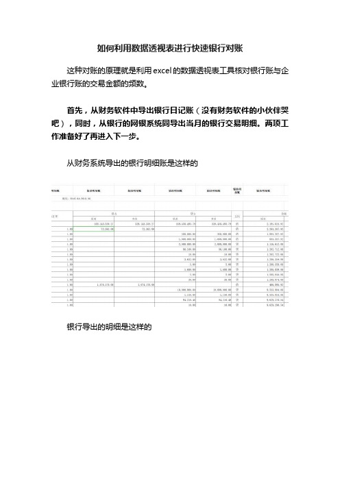 如何利用数据透视表进行快速银行对账