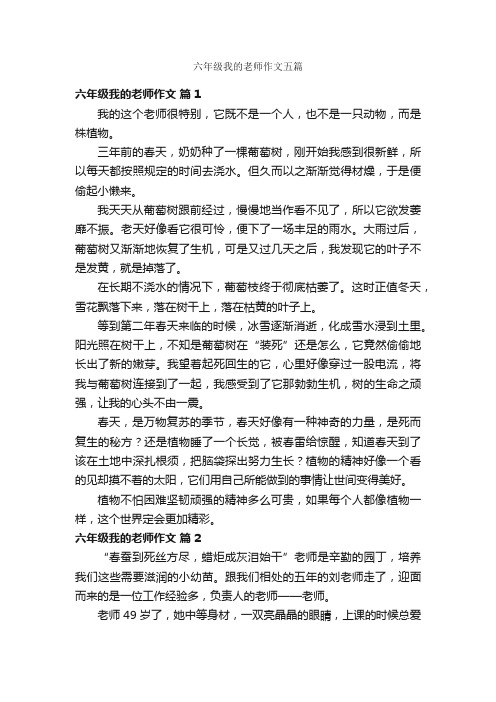 六年级我的老师作文五篇