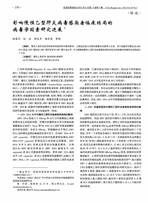 影响慢性乙型肝炎病毒感染者临床结局的病毒学因素研究进展