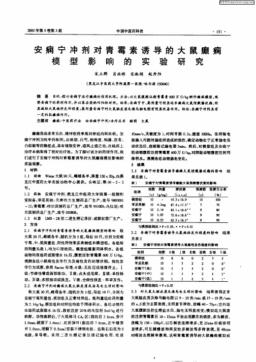 安痫宁冲剂对青霉素诱导的大鼠癫痫模型影响的实验研究