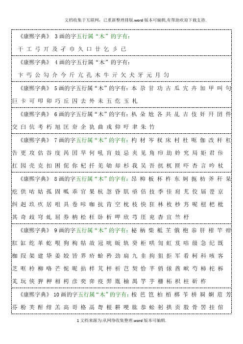 《康熙字典》起名1-30画 木 属性汉字