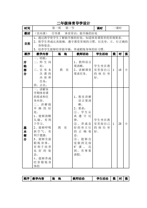 做早操的好处 公开课教学设计