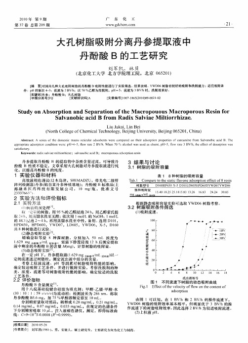 大孔树脂吸附分离丹参提取液中丹酚酸B的工艺研究