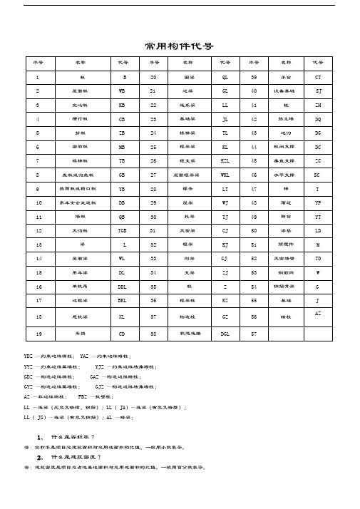 建筑工程常用构件代号