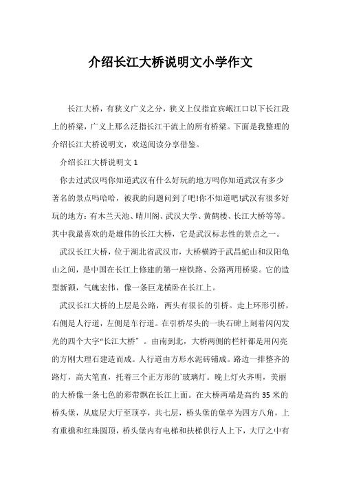 (说明文)介绍长江大桥说明文小学作文