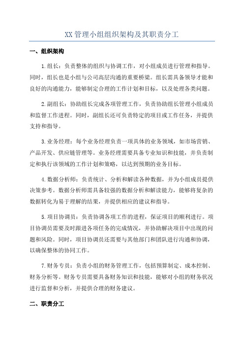 XX管理小组组织架构及其职责分工