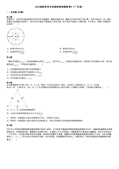 2024届新高考全真演练物理模拟卷9(广东卷)