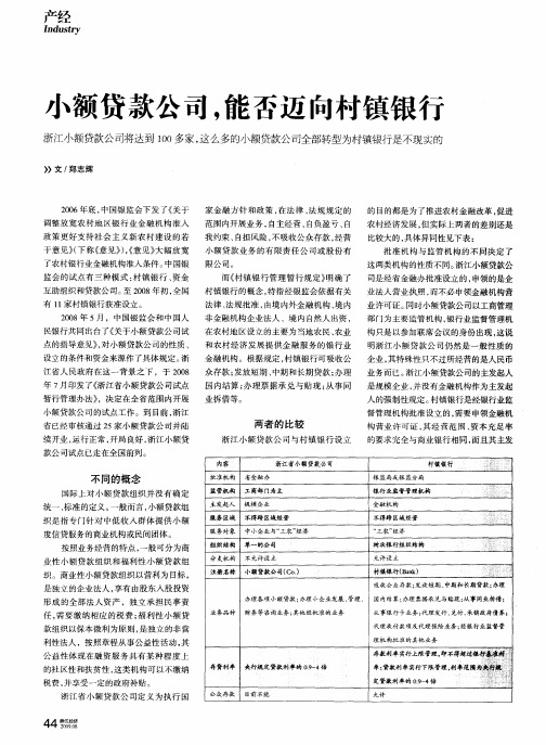 小额贷款公司,能否迈向村镇银行