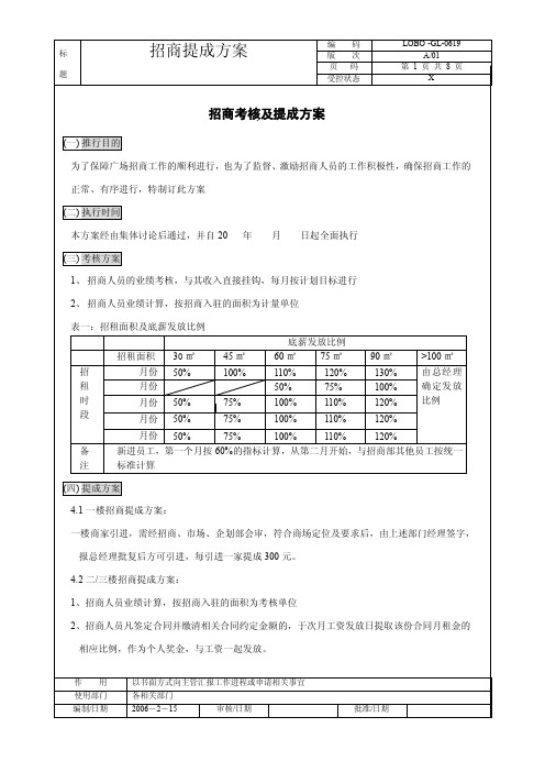 招商考核及提成方案