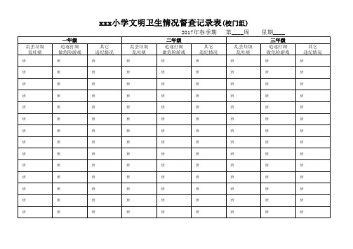 2017xxx小学文明卫生情况督查记录表(校园组)