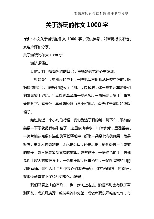 关于游玩的作文1000字