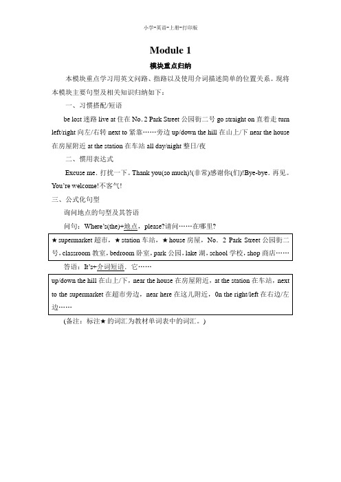 外研版-英语-四年级上册-英语外研版四年级上 Module 1 模块重点归纳