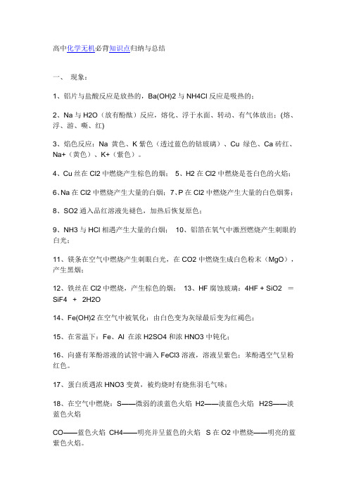 中学无机化学必背知识点归纳与总结