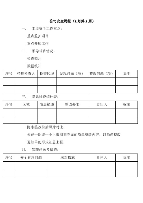 公司安全周报(模板)