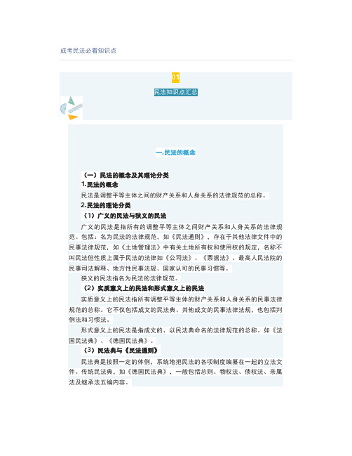 成考民法必看知识点