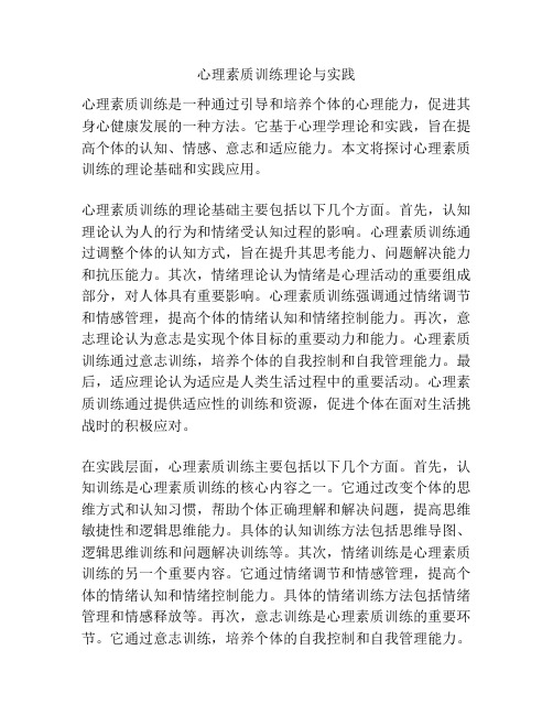 心理素质训练理论与实践