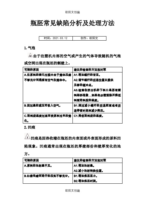 瓶胚常见缺陷分析及处理方法(中文)之欧阳文创编