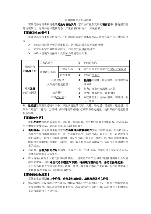 雷暴的概念及形成原理