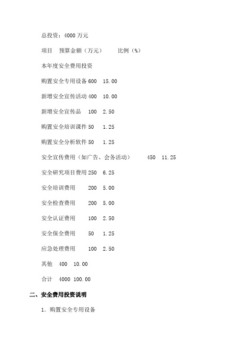 2024年度安全费用预算计划表