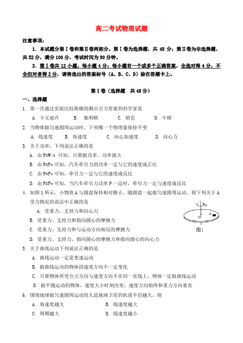 山东省桓台第二中学高二物理学业水平测试试题