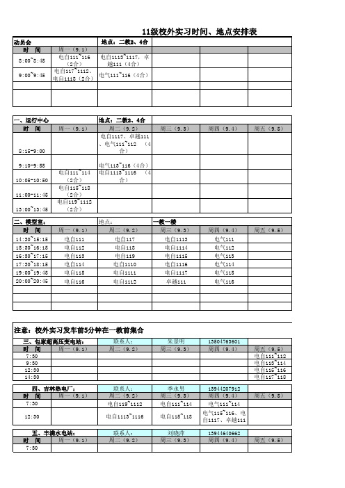 11级校外实习安排