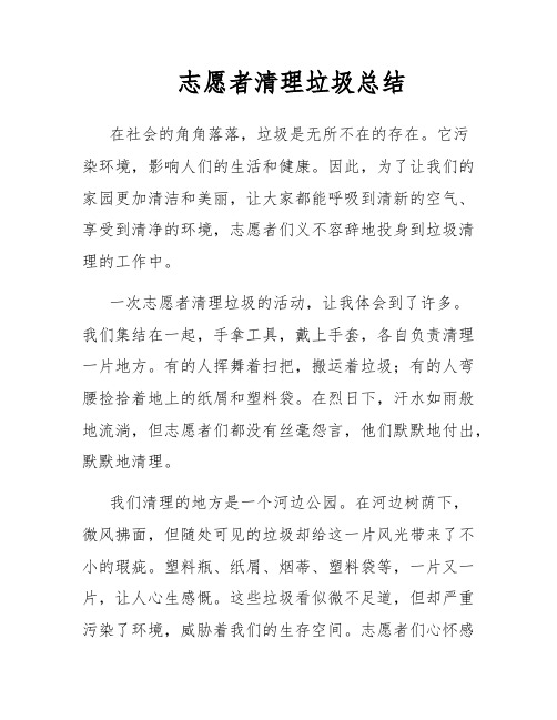 志愿者清理垃圾总结