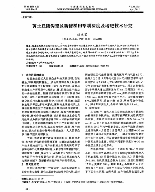 黄土丘陵沟壑区新修梯田犁耕深度及培肥技术研究
