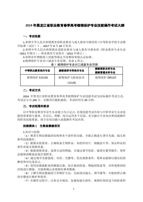 61-3植物保护专业技能操作考试大纲