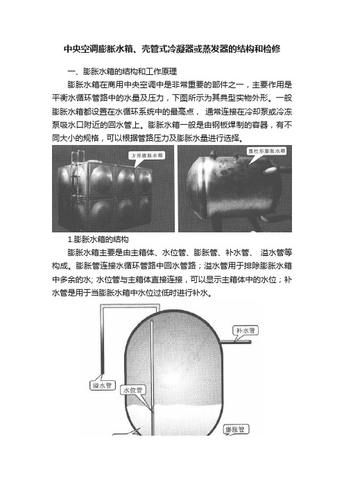 中央空调膨胀水箱、壳管式冷凝器或蒸发器的结构和检修