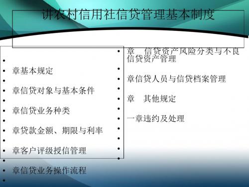 农村信用社信贷管理基本制度(PPT 95张)