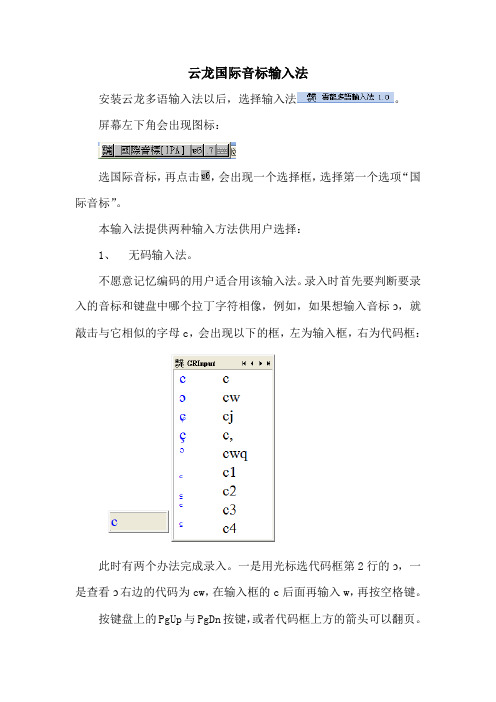 云龙国际音标输入法